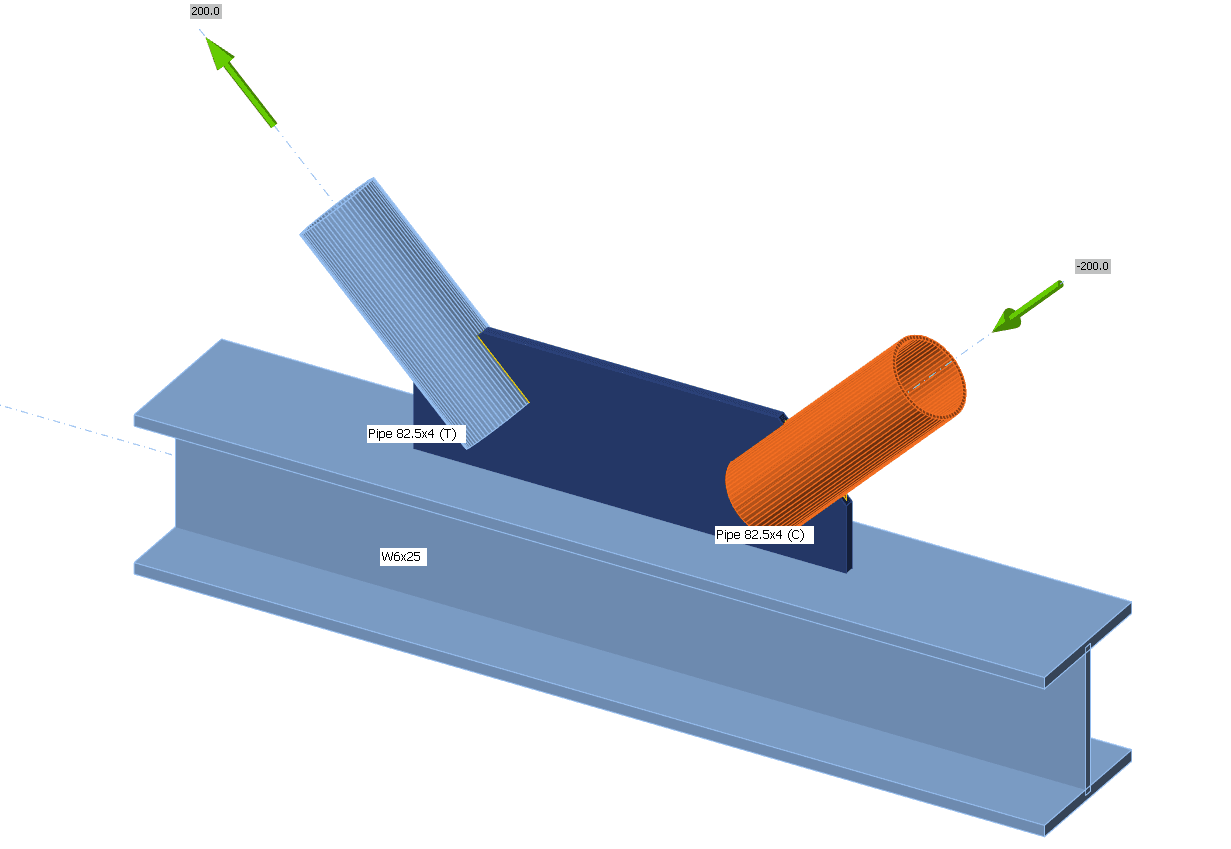 Pipe – Shear lag connection in bracing