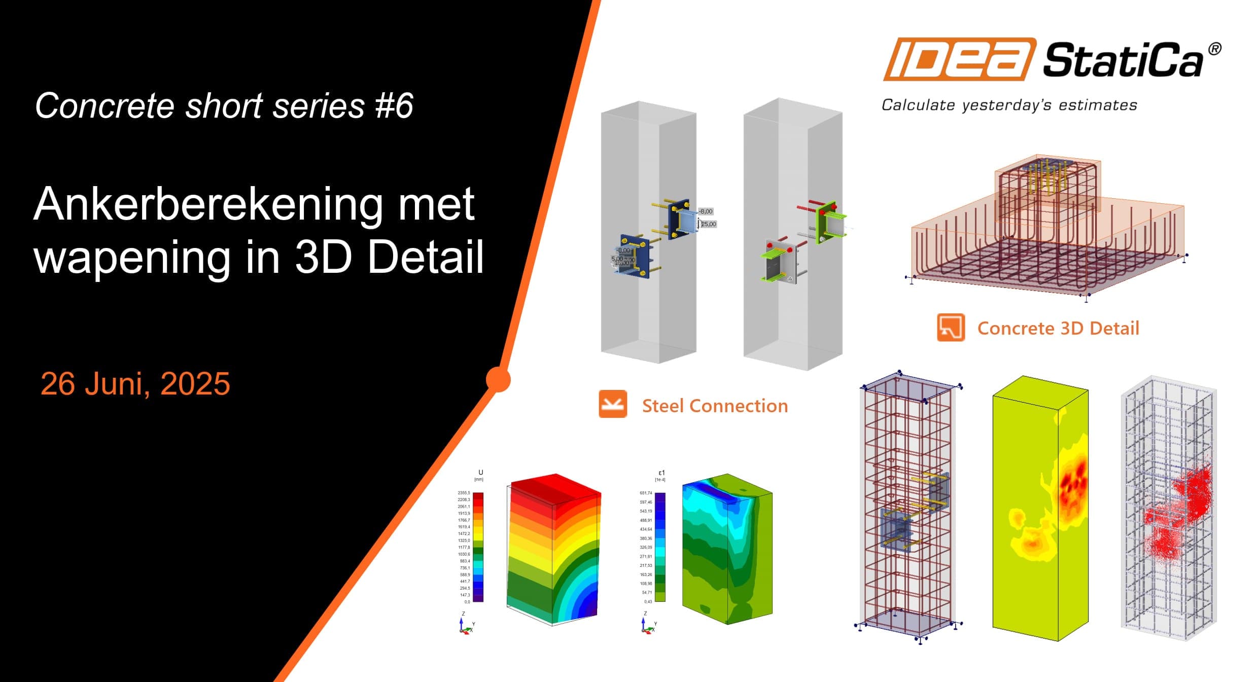 Ankerberekening met wapening in IDEA StatiCa 3D Detail