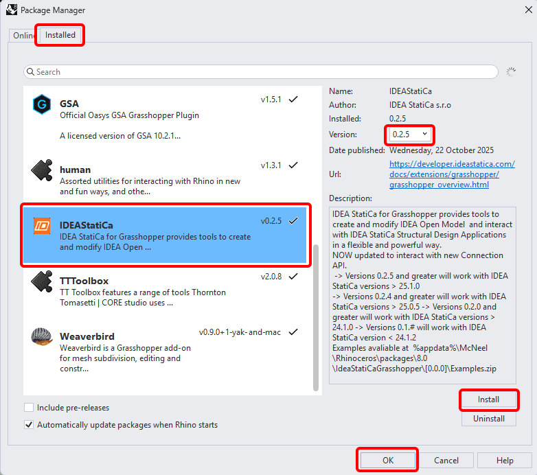 Grasshopper - Plugin Installation